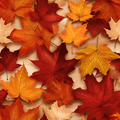 Naklejka na ściany i meble Autumn Leaves Seamless Halloween tile created with Generative AI technology