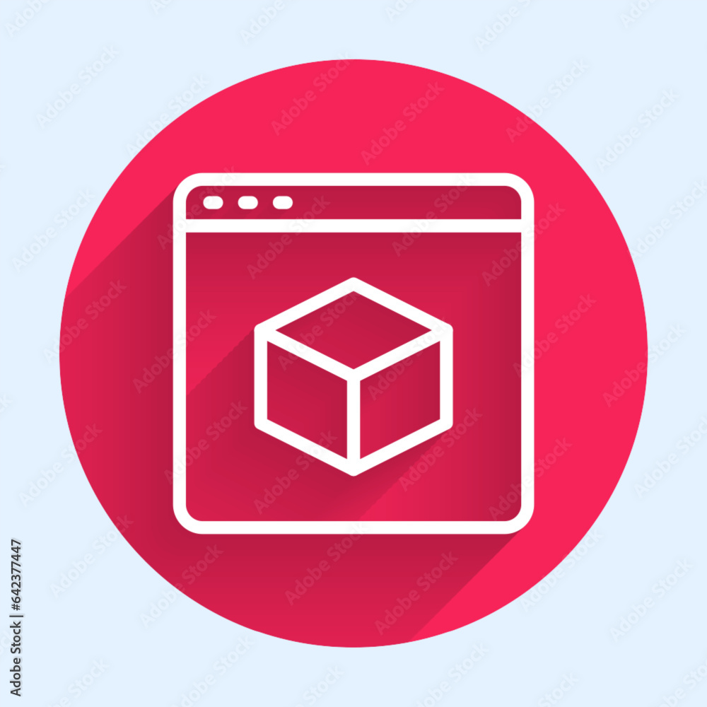 Aufkleber white line 3d printer icon isolated with long shadow. 3d printing. red circle button. vector