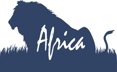 Vector image of a lion. Postcard from Africa. Blue lion. - 642377659
