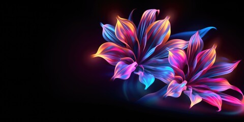 Beautiful abstract neon light glossy metallic floral design background. beautiful Generative AI AIG32