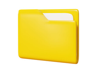 3d yellow folder for documents. Cartoon icon on isolated background. Stock vector illustration.
