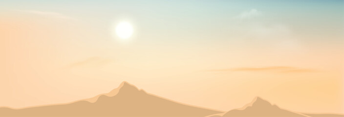 sunset over mountains with beautiful sky vector background