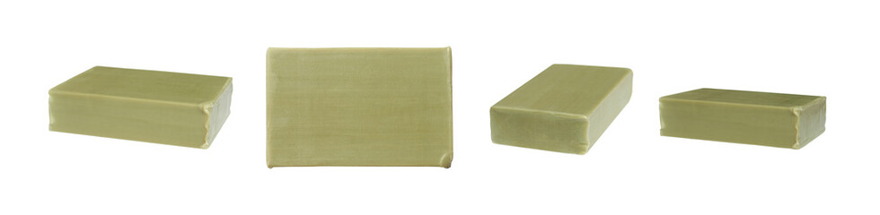 Set of natural vegetable soap of olive isolated. PNG with transparent background. Clipping path