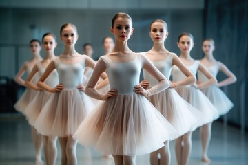 Grace and Dedication: Representational Portrait of a Girl in Tutu Among Ballet Dancers