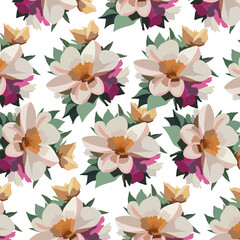 Pattern of beauty watercolor flowers
