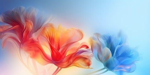 beautiful abstract red yellow blue misty morning photo floral design background banner. beautiful Generative AI AIG32