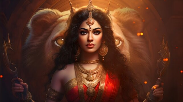 Hindu goddess Durga generated by Ai