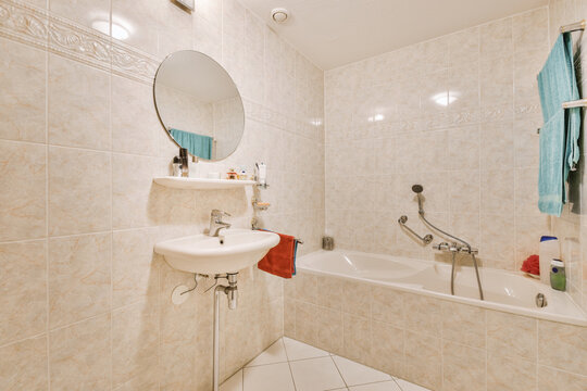 Modern bathroom with shower and sink