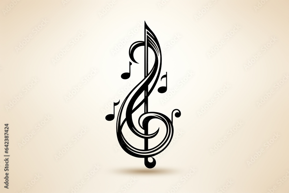 Poster A line art icon sticker of a musical note, emphasizing its shape and simplicity. Generative AI technology.