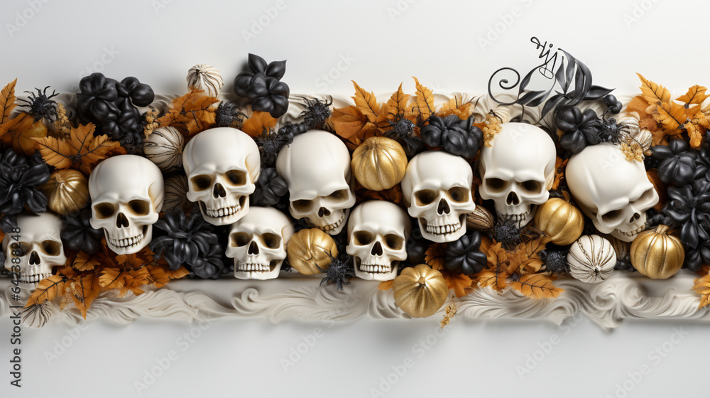 Aufkleber Halloween spooky with white background top view Sale Banner  Generative AI technology.