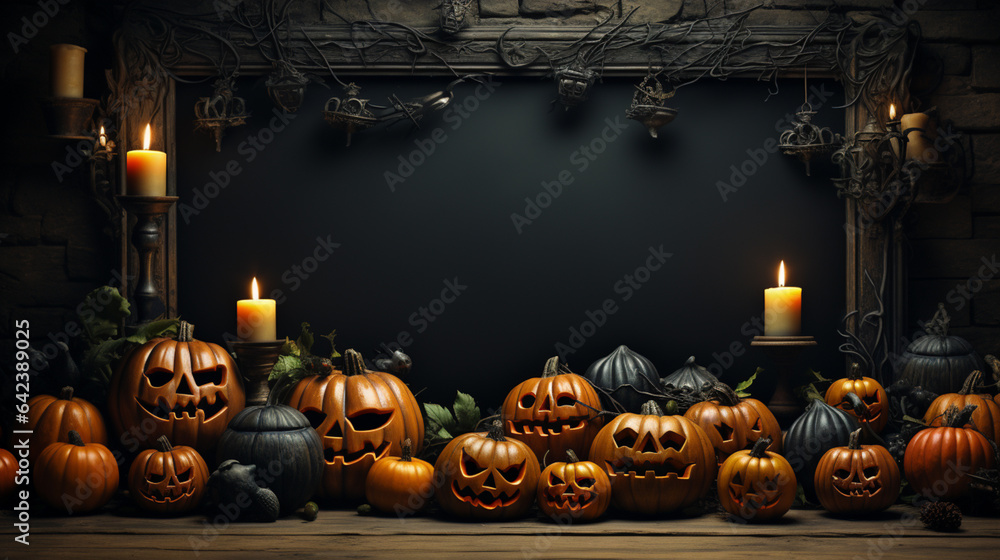 Aufkleber paper note black background for day holloween with copy space,  Generative AI technology.
