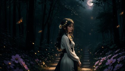 Fototapeta premium portrait of a woman in the night