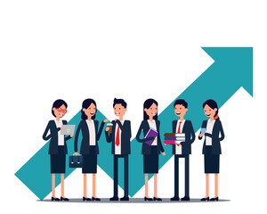 Business Concept - Growth. The team is working on a corporate goal. Business Concept growth. Vector illustration business cartoon style