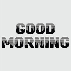 Good Morning text with striped wave pattern