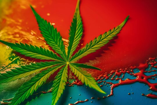 Cannabis colorful paint. Generate Ai