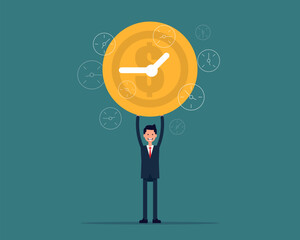 Successful with clock time and money symbol