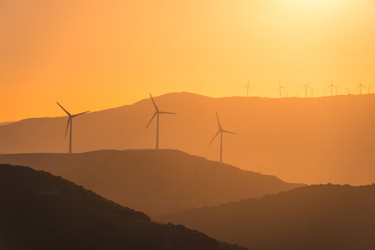 Windmills and wonderful pink sky