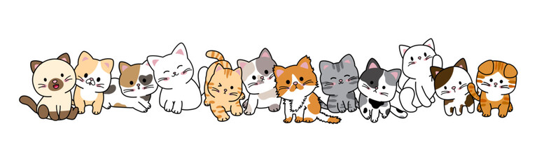 Set of cats on white background vector illustration