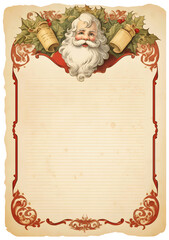 Santa claus blank vintage letter on transparent background