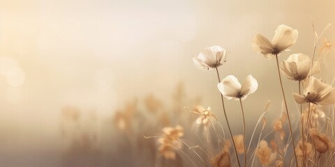 Beautiful abstract beige misty morning photo floral design background banner. beautiful Generative AI AIG32