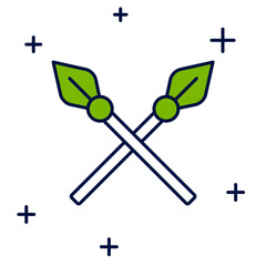 Filled outline Crossed medieval spears icon isolated on white background. Medieval weapon. Vector