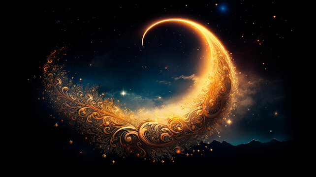 night sky with moon and stars, elements for this image furnished by na