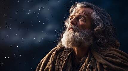 abraham standing outside on the step looking at the sky