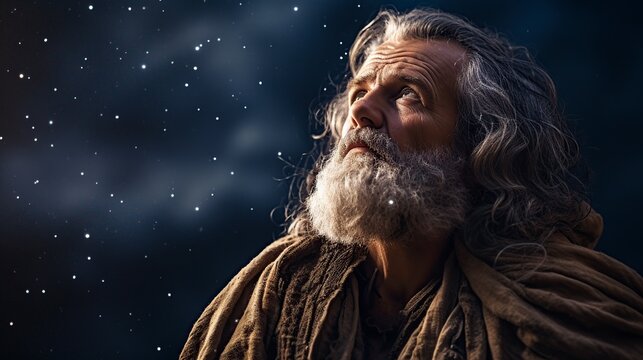 abraham standing outside on the step looking at the sky