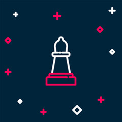 Line Chess icon isolated on blue background. Business strategy. Game, management, finance. Colorful outline concept. Vector