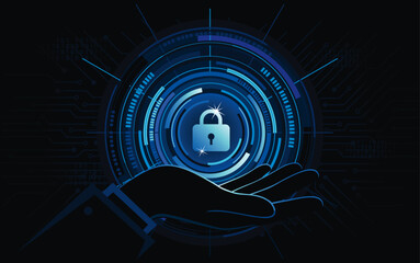 Cybersecurity, data security concept design for 
digital security, data protection, network security, 
& cyber security business with circuit board, padlock, 
abstract, technology background