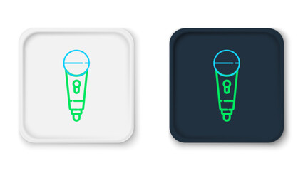 Line Microphone icon isolated on white background. On air radio mic microphone. Speaker sign. Colorful outline concept. Vector