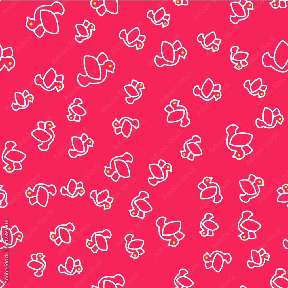 Poster line dove icon isolated seamless pattern on red background. vector