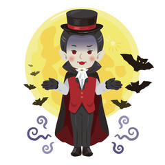 ハロウィン　吸血鬼と月