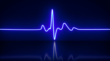 Abstract background with glowing neon lights in pulse shaped lines