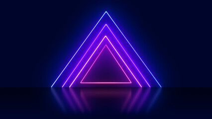 Abstract background with neon lights in triangle shape