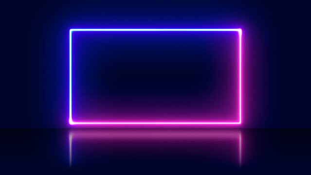 Abstract background with neon lights in rectangle shape