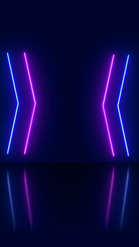 Abstract background with glowing neon lights in arrowhead shape