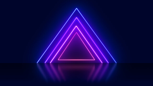 Abstract background with neon lights in triangle shape