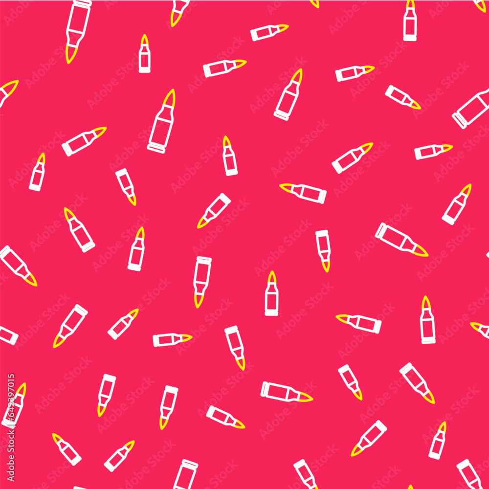 Poster line bullet icon isolated seamless pattern on red background. vector
