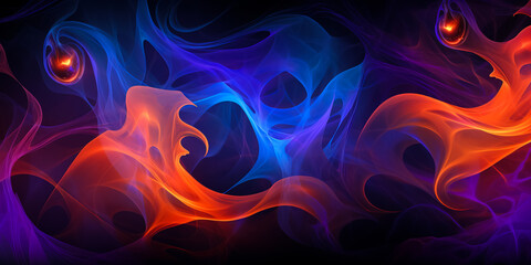 Obraz premium illustration of pumpkins on mystic fog color background. Halloween poster, flyer magic backdrop