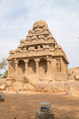 Ancient Hindu monolithic Pancha Rathas - Five Rathas, Mahabalipuram, Tamil Nadu, India