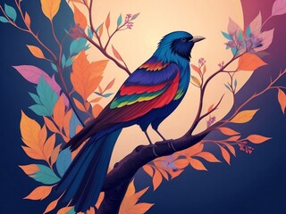 Colorful Bird Pop art style vector illustration