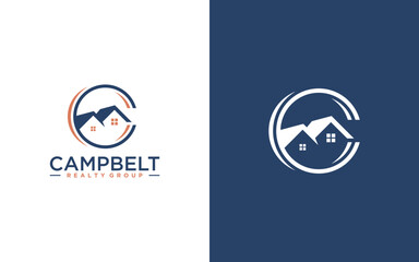 Letter C home Logo. C initial logo with a house-shaped . logo design template for home, realestate and furnishing.