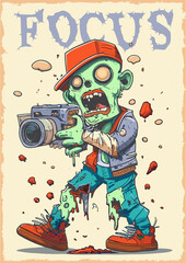 zombie hand drawn design illustration with typography slogan for photographer. used for posters or t shirts