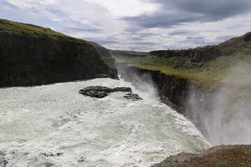 Gullfoss waterfall is one of the most beautiful and famous sights on the Iceland 