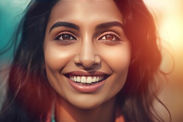 Indian woman smiling. Generate Ai