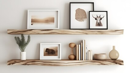Virtual background with wooden bookshelf
