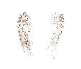 Two black dirty footprint isolated on white background