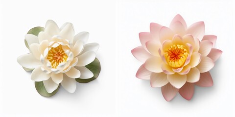 A top view of a lotus flower. Isolated white background. AI Generated