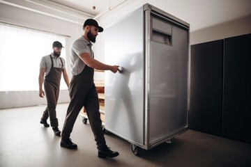 Fototapeta premium Male movers carrying. Generate Ai